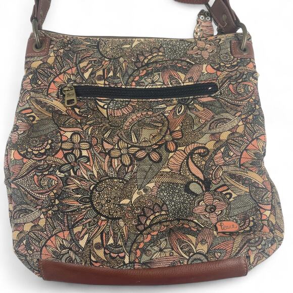 Sakroots Patchwork Artist Circle Flap Crossbody Bag Sienna Desert Owl Boho FLAW - Picture 5 of 11